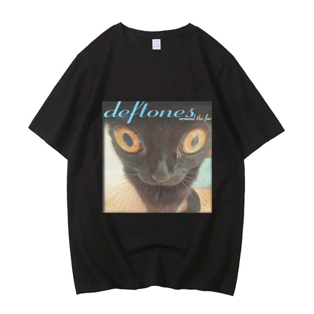 Deftones Around The Fur Cat T Shirt Men Women Street Hip hop Harajuku Short Sleeves High - Mamamoo Store
